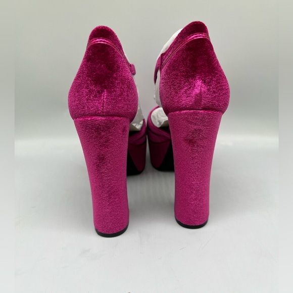 Jeffrey Campbell Low Down Platform Fuchsia Velvet - Picture 4 of 15